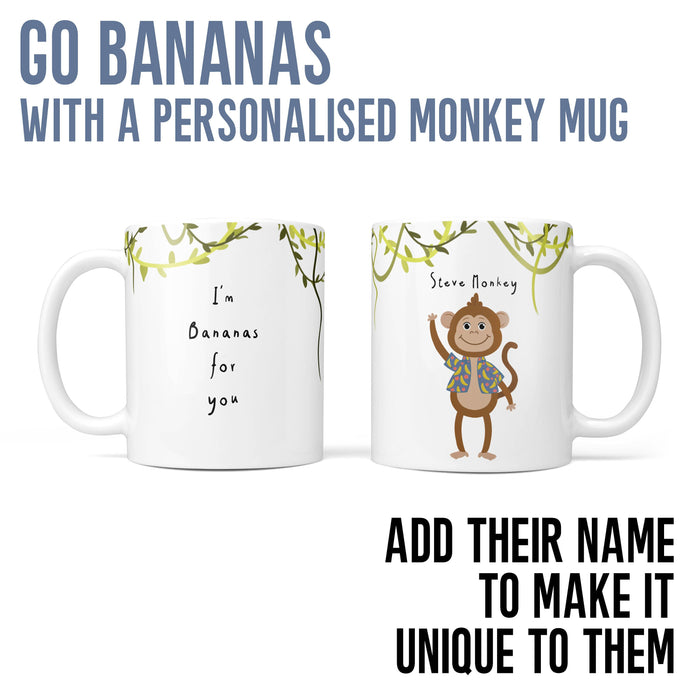 PERSONALISED Cheeky Monkey Family Mug Set - Fun Mummy Daddy Baby Monkey New Home Gift - Mama Papa Toddler Children Fathers Day Gift, Mugs