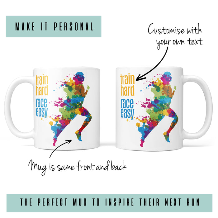 Motivational Gifts For Runner - MUG & FREE COASTER - Personalised Award For Running Fan Athlete Jogger - Pride Rainbow Positive 'Run Free'