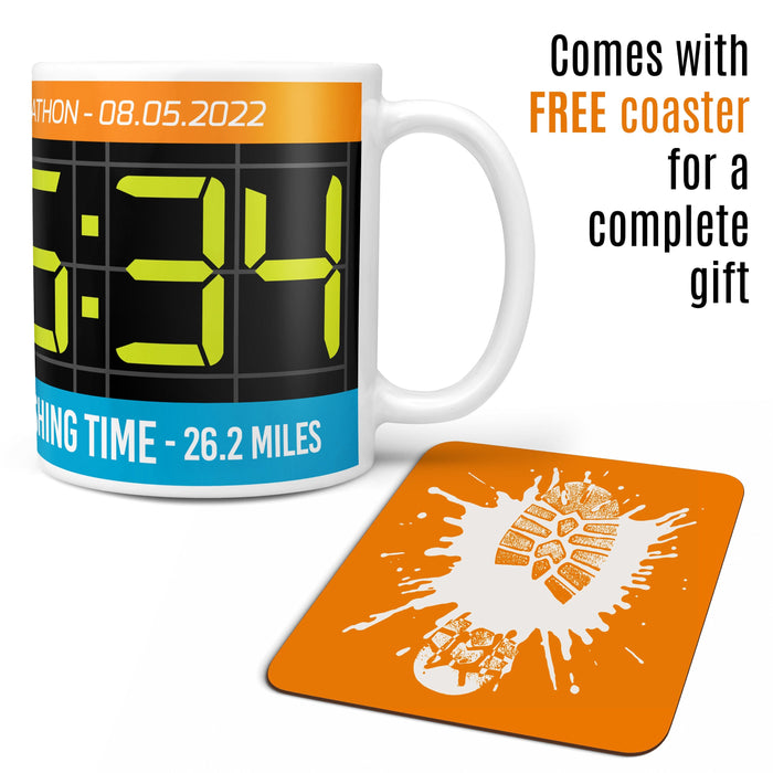 Gift for Runner - Mug & FREE COASTER - Race Finisher Award - Celebrate a PB with a Running Mug for him her - Any Event 5k 10k Half Marathon