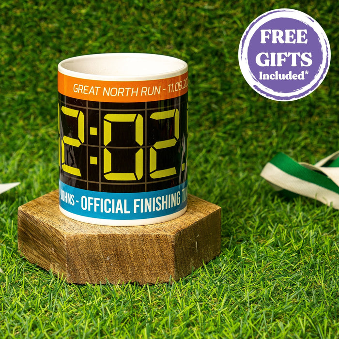 Gift for Runner - Mug & FREE COASTER - Race Finisher Award - Celebrate a PB with a Running Mug for him her - Any Event 5k 10k Half Marathon