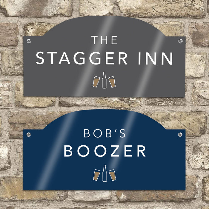 Customised Home Bar Set - Modern Gastro Pub Accessories Gift Ideas For Dad - Birthday Gifts for Him - Personalised Bar Sign & Bar Mat Father