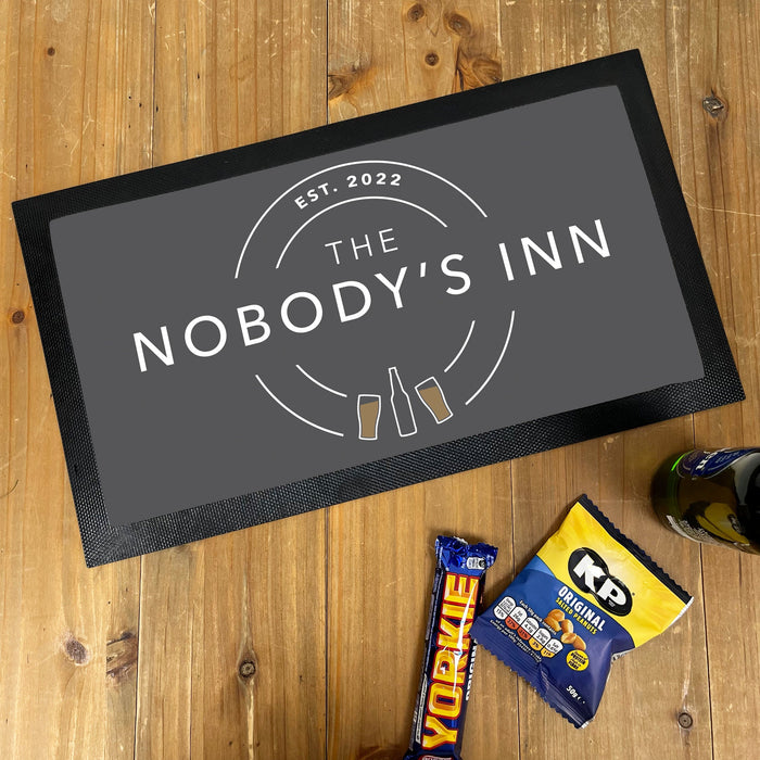 Customised Home Bar Set - Modern Gastro Pub Accessories Gift Ideas For Dad - Birthday Gifts for Him - Personalised Bar Sign & Bar Mat Father