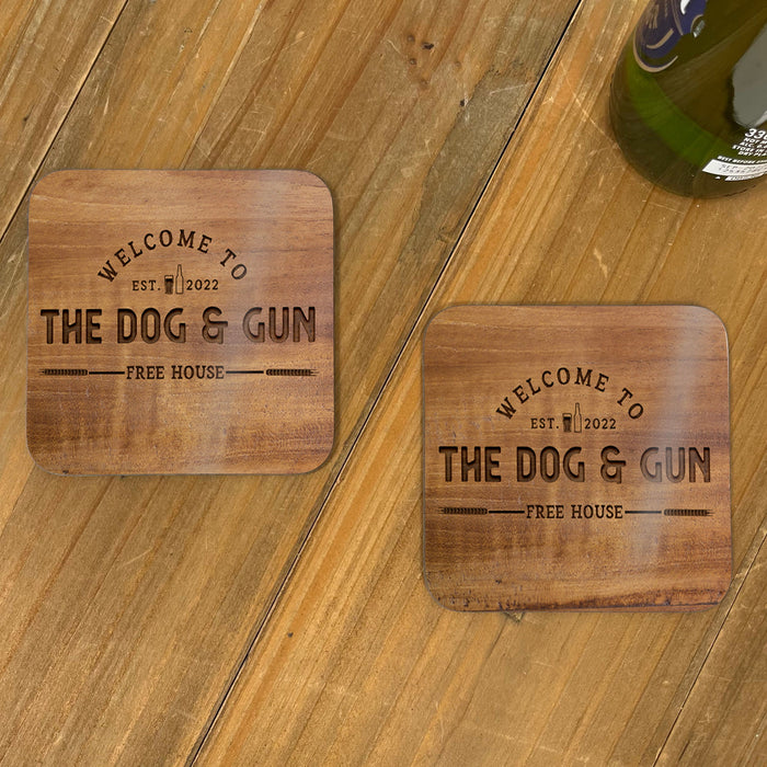 Bar Mat Personalised with Wooden Bar Effect Bar Sign Custom Made Barware | Bar Mat Coaster Bottle Opener | Christmas Gift For Dad or Brother