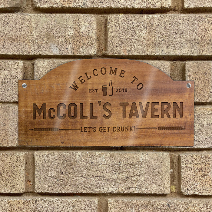 Bar Mat Personalised with Wooden Bar Effect Bar Sign Custom Made Barware | Bar Mat Coaster Bottle Opener | Christmas Gift For Dad or Brother