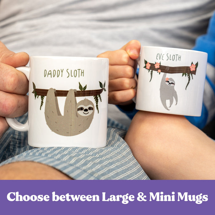 Sloth Family Mug Set | Create Your Own Family Set | Mummy Daddy Toddler mug | Personalised Christmas Family Gift Hot Chocolate Mugs