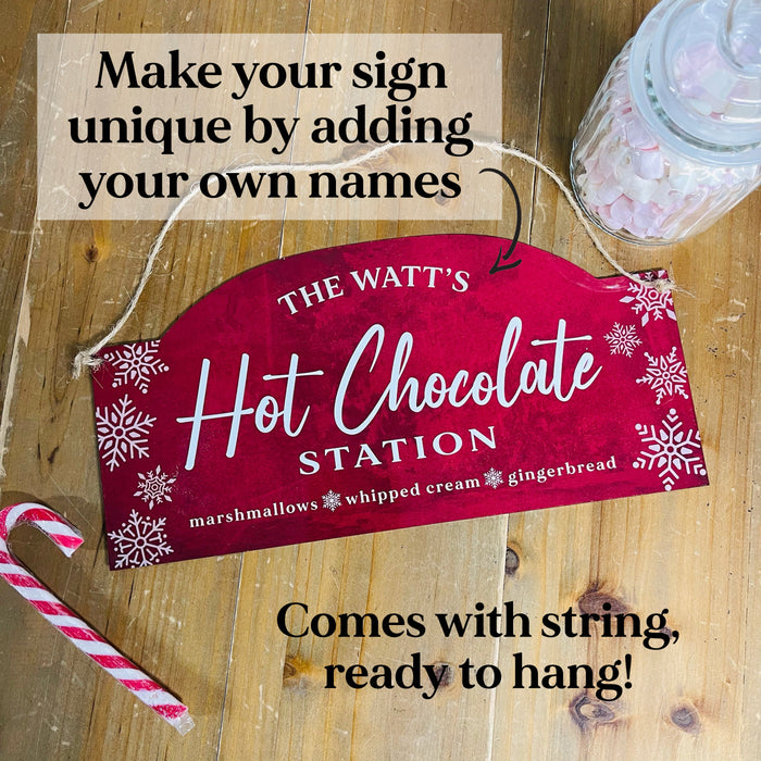 Hot Chocolate Station Gift Christmas Sign & Mugs | Personalised Hot Chocolate Mug Matching Adults and Kids | Family Hot Chocolate Gift Set