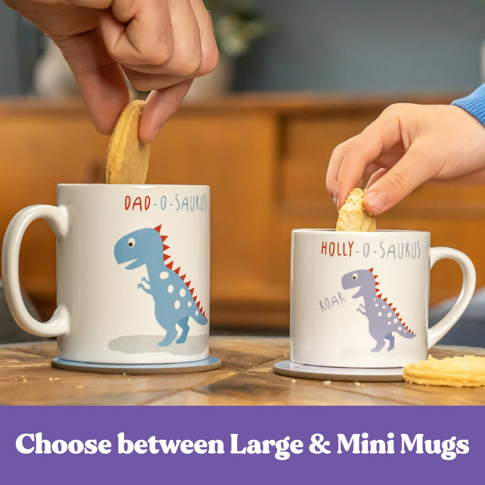 PERSONALISED Dinosaur Family Mug Set - Fun Mummy Daddy Baby Dinosaur New Home Gift Mama Papa Toddler Children Fathers Day Gift, Home Decor