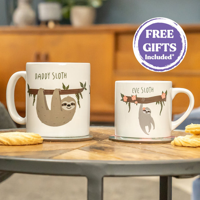 Lazy Days, Cozy Nights: Adorable Sloth Family Mug Collection, Create Your Own Family Set, Gift for Dad and Mum, Personalised Mug, New Home