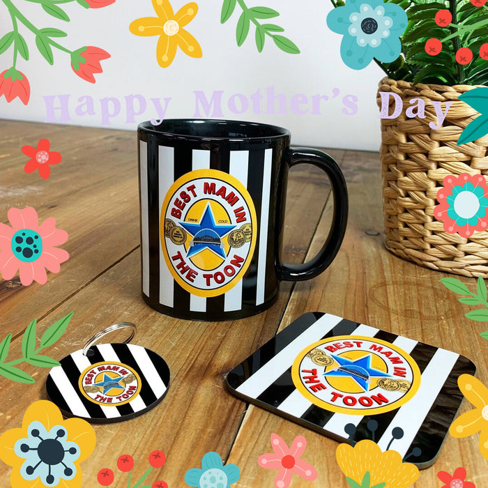 Best Mam in the Toon Mug Coaster & Keyring Set | Birthday Gift | Best Dad Pal Sister Brother Friend | Newcastle Brown Ale | For Geordies