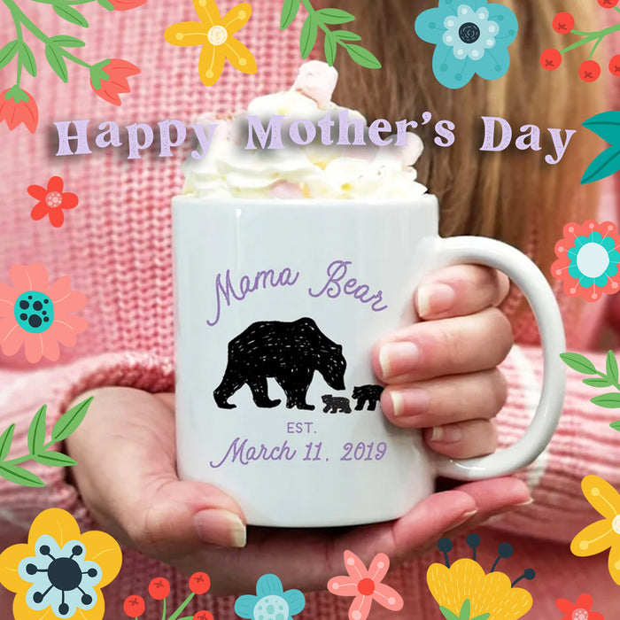 Momma Bear Haven: Personalised Mama Bear Mug with Cubs - Birthday Gift, Custom Mug, Home Decor, Gift for Mum, Unique Mug Gift, Home Easter