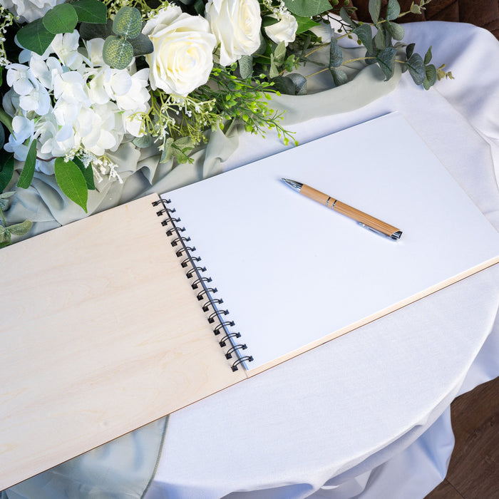 Custom Engraved A4 Wooden Wedding Guestbook for Reception or Bridal Shower