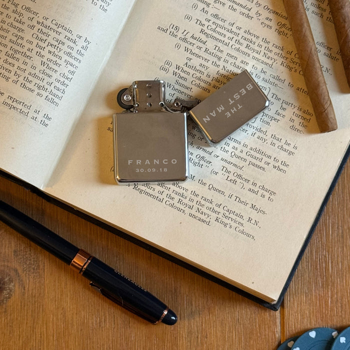 Personalised Engraved Zippo Style Lighter - Best man Gift With Custom Initials, Ideal Gifts for Him, Father's Day Present, Brother Dad