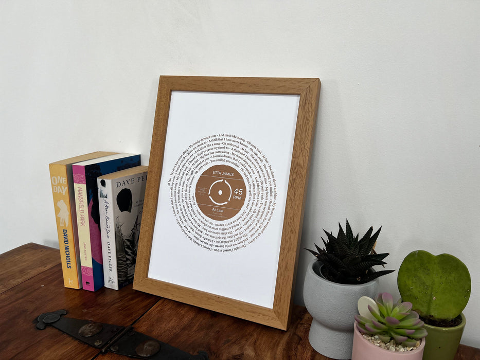 Custom Metallic Foil Song Lyrics Art Print in Copper, Silver, Gold, or Rose Gold