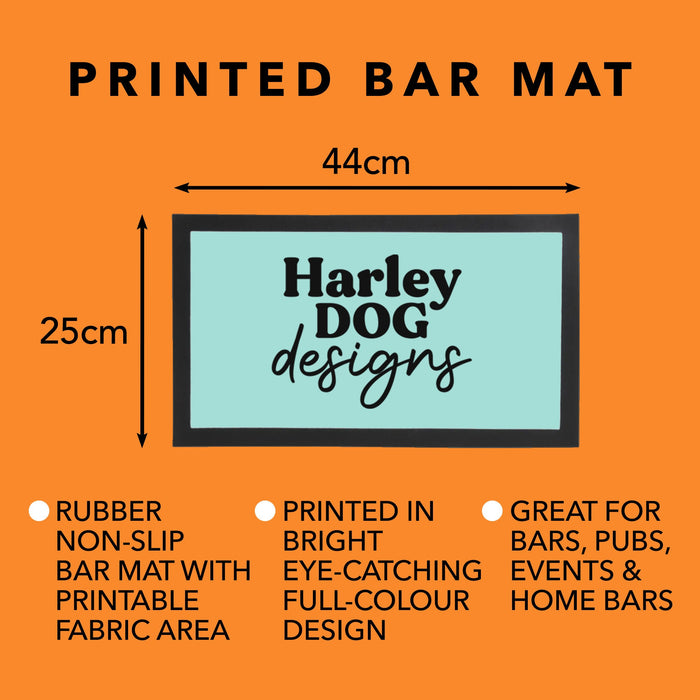 Personalised Home Bar Mat Runner Drip Tray | Customised Any Pub Name Perfect for Father's Day 2022 | Union Jack Purple Jubilee Garden Party