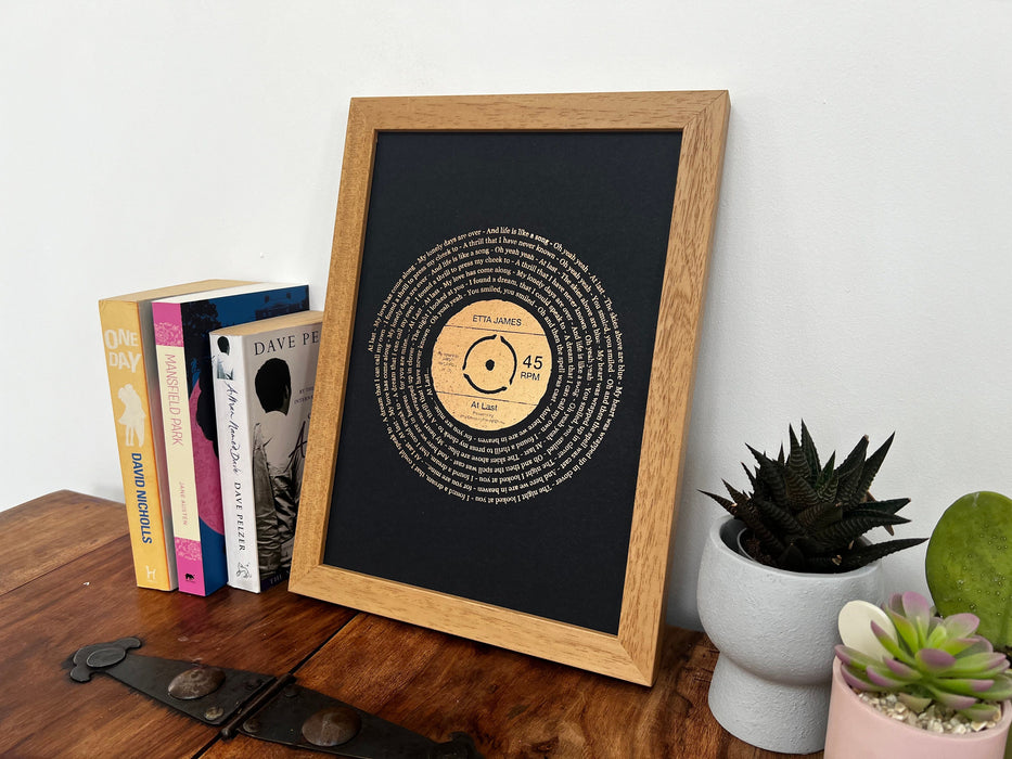 Custom Metallic Foil Song Lyrics Art Print in Copper, Silver, Gold, or Rose Gold