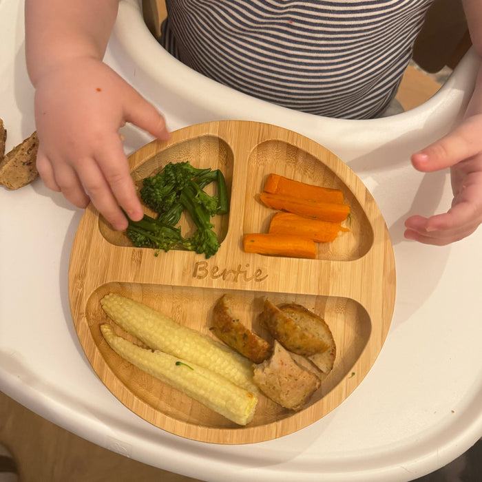 Personalised Childs Bamboo Plate - Eco-Friendly Kids Gift, Custom Engraved Toddler Dish, Baby Shower Present, Baby Feeding Plate