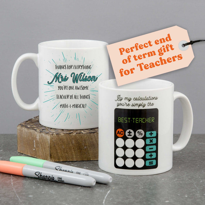 World's Best Maths Teacher Personalised Gift Mug Set - Funny Present | School leavers gift end of term Christmas mathematics lecturer tutor