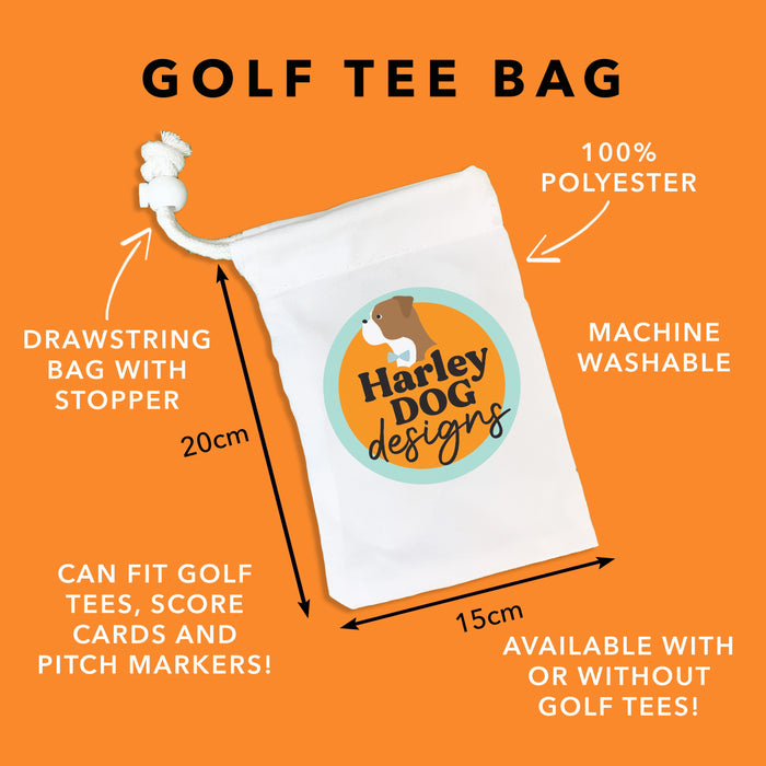 Personalised Golf Tee Pouch | Don't Worry Tee Happy | Golf Tee Bag Gift | Funny Golfing Bag | Stocking Stuffer, Birthday, Fathers Day