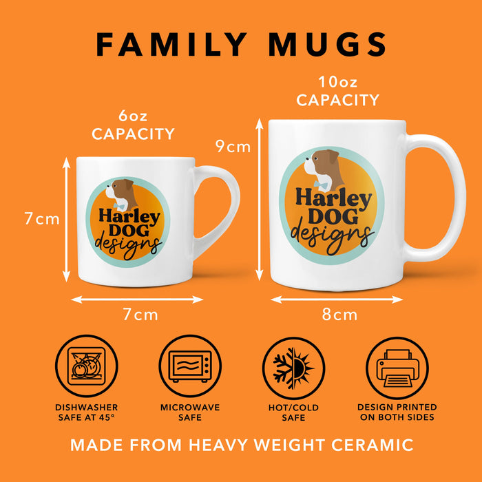 PERSONALISED Dinosaur Family Mug Set - Fun Mummy Daddy Baby Dinosaur New Home Gift Mama Papa Toddler Children Fathers Day Gift, Home Decor