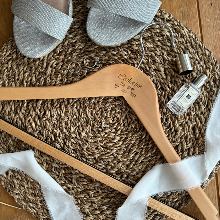 Custom Engraved Wooden Hangers for Bridal Party Wedding Day