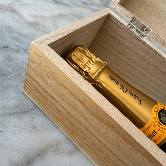 Custom Engraved Wooden Champagne Keepsake Box for Weddings and Celebrations