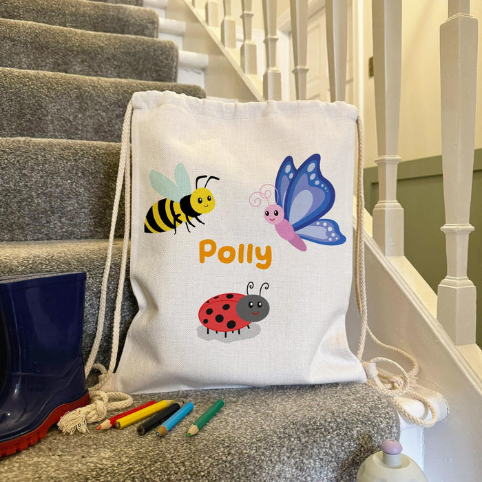 Personalised Bug Drawstring Nursery/School Bags