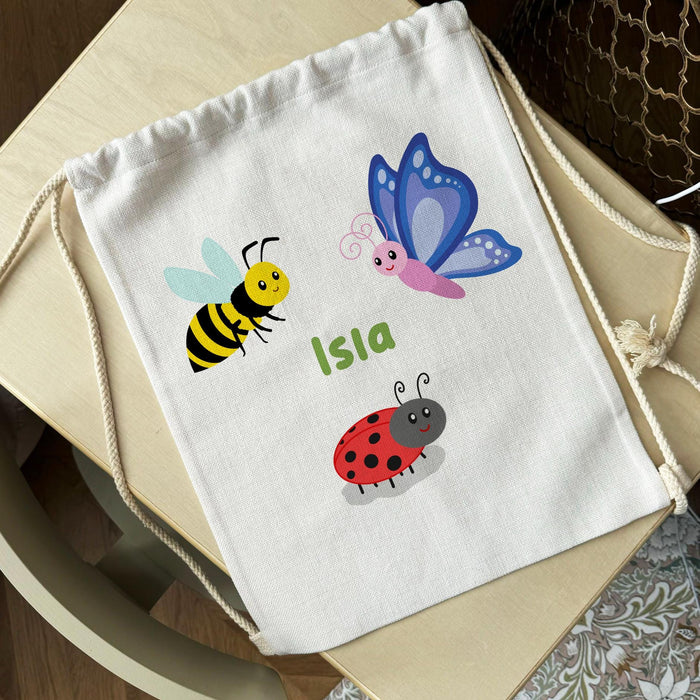 Personalised Bug Drawstring Nursery/School Bags