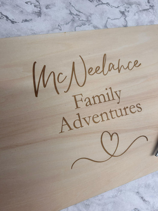 Customised Wooden Family Adventure Photo Album With Engraving