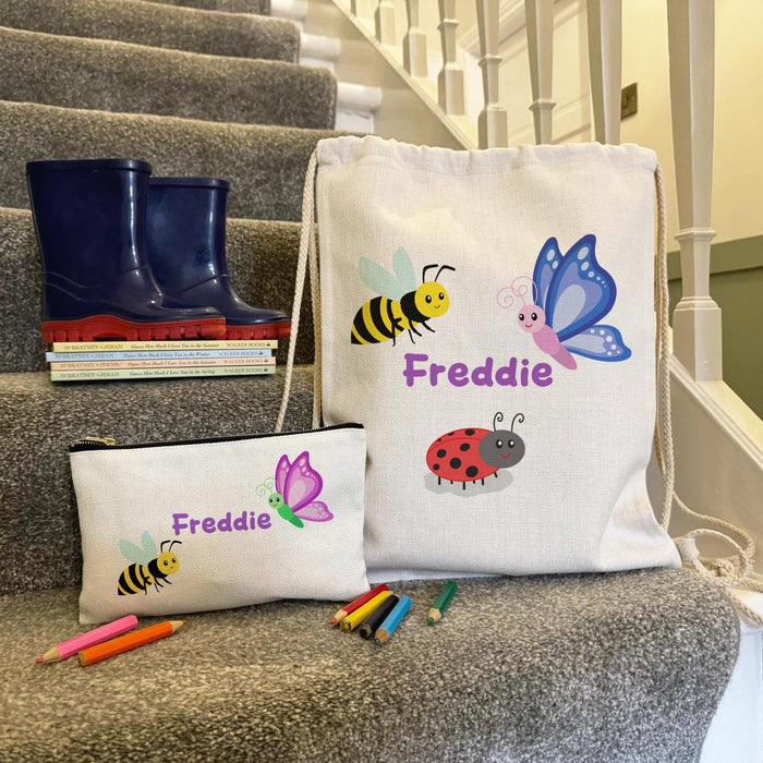 Personalised Bug Drawstring Nursery/School Bags