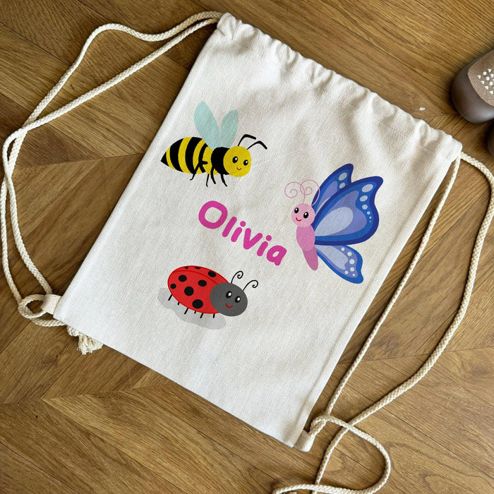 Personalised Bug Drawstring Nursery/School Bags