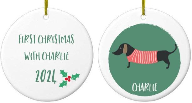 Black Sausage Dog Christmas Bauble - Personalised Dog Ornament & Unique Holiday Decor for Pet Lovers