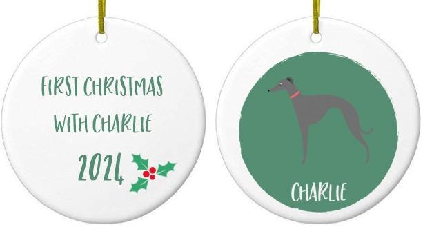 Grey Whippet Christmas Bauble - Personalised Dog Ornament & Unique Holiday Decor for Pet Lovers