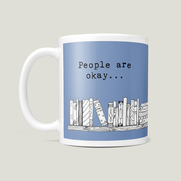 Reading Themed Gift | People are okay but I prefer the company of books | Mug & Coaster for English Teacher, Book Club, Book Lover