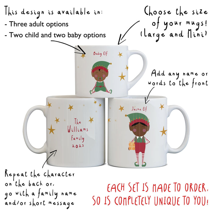 Sip, Smile, Sparkle: Personalized Elf Family Mug - Custom Christmas Mug, Best Gift for Her Him, Home Decor, Children Hot Chocolate Mugs