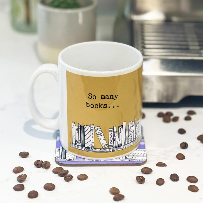 Delightful Mugs for Book Devotees, Birthday Gift, Reading Gifts Mug Book Coasters, New Home, Coffee Mug