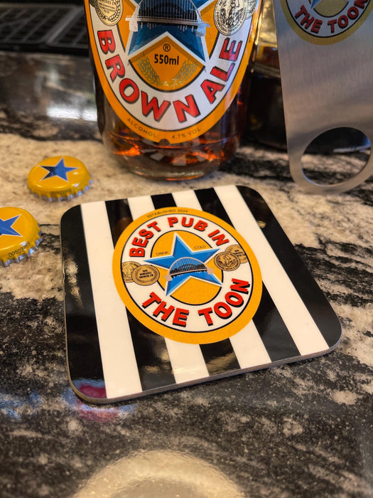 Best Pub in the Toon Bottle Opener & Coaster Set | Fathers Day Gift | Best Pal Sister Friend | Newcastle Brown Ale | For Geordies