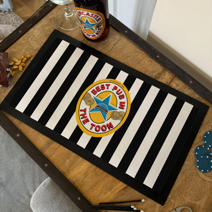 Best Pub in the Toon Bar Mat | Fathers Day Gift | Best Mam Pal Sister Brother Friend | Newcastle Brown Ale | For Geordies