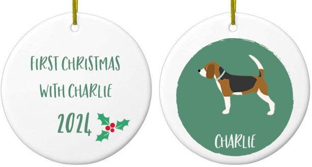 Beagle Christmas Bauble - Personalized Dog Ornament, Unique Holiday Decor & Pet Lover Gift with Your Dog's Name