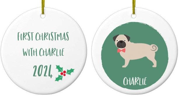 Pug Christmas Bauble - Personalised Dog Ornament & Unique Holiday Decor for Pet Lovers