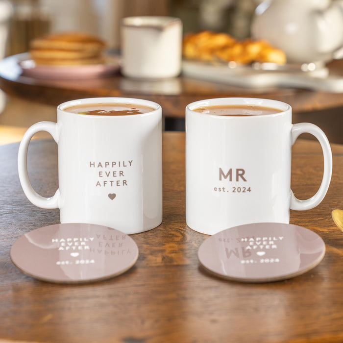 Personalised Mrs and Mrs Anniversary Mug and Coaster Gift for Couples