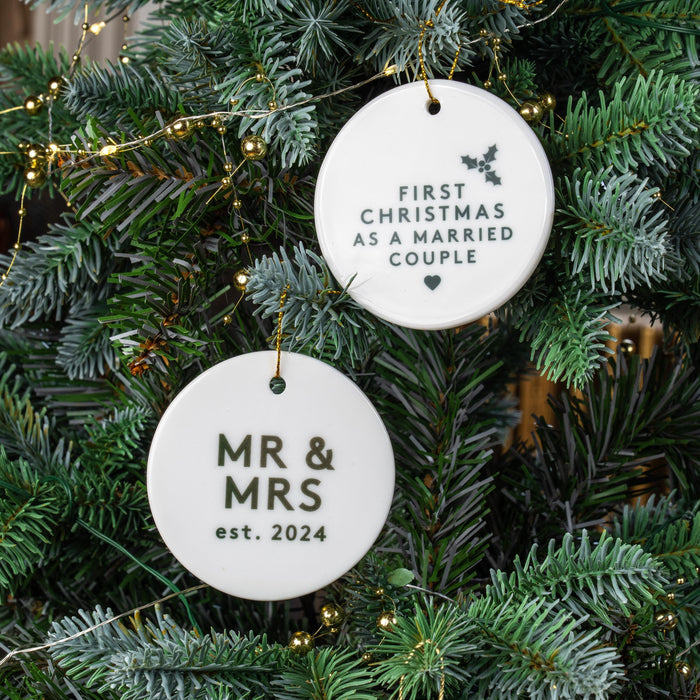 Personalised Our First Christmas as Mr & Mrs Bauble - First Christmas Married Ornament - Personalised Wedding Ornament - Christmas Wedding