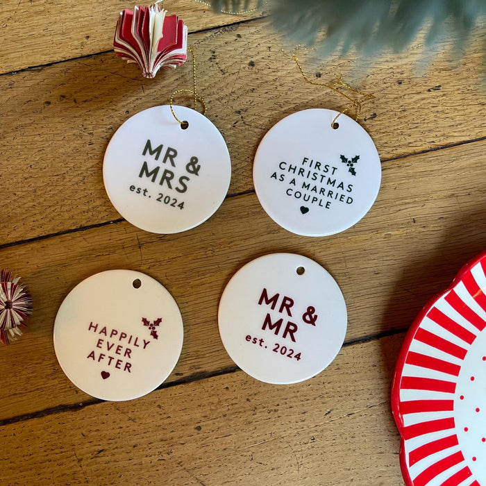 Personalised Our First Christmas as Mr & Mrs Bauble - First Christmas Married Ornament - Personalised Wedding Ornament - Christmas Wedding