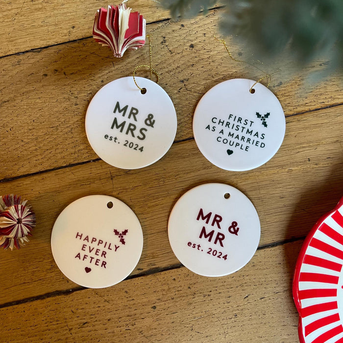 Personalised Our First Christmas as Mr & Mrs Bauble - First Christmas Married Ornament - Personalised Wedding Ornament - Christmas Wedding