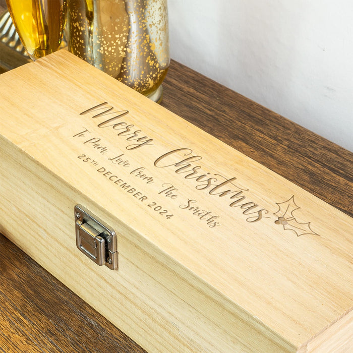 Christmas Champagne Wooden Gift Box | Engraved and Personalised