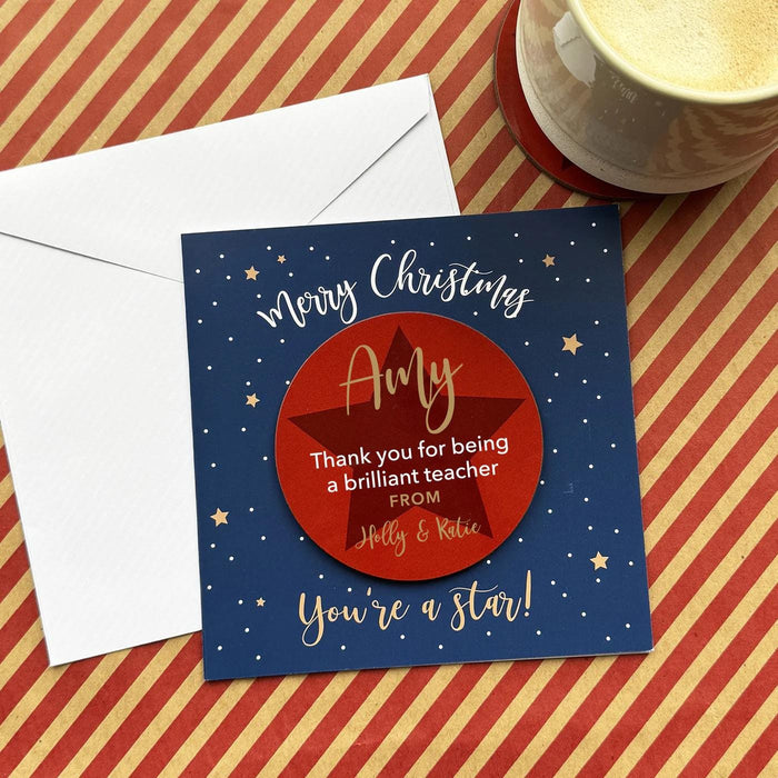 Festive Christmas Coaster Card for Teacher Appreciation