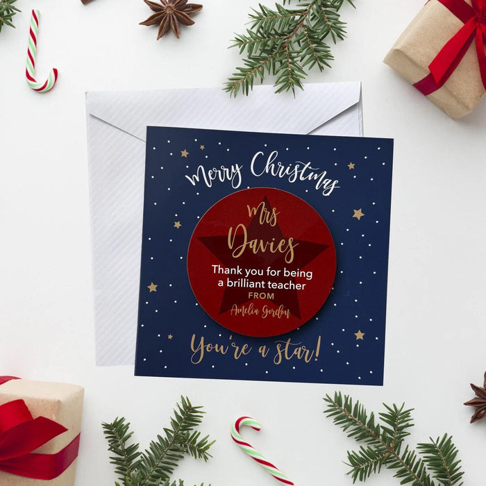 Festive Christmas Coaster Card for Teacher Appreciation