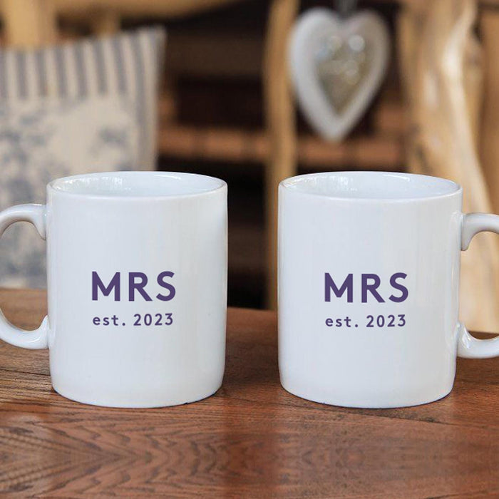 Personalised Mrs and Mrs Anniversary Mug and Coaster Gift for Couples