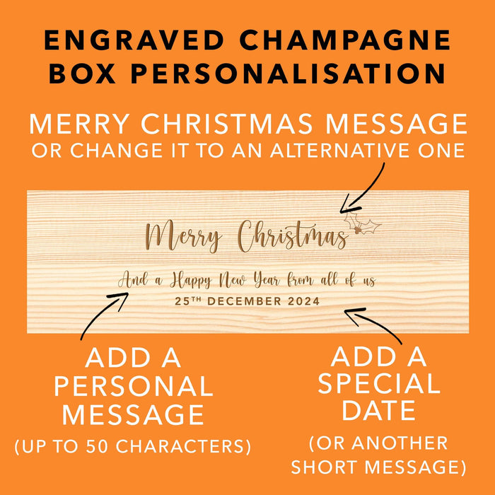 Christmas Champagne Wooden Gift Box | Engraved and Personalised