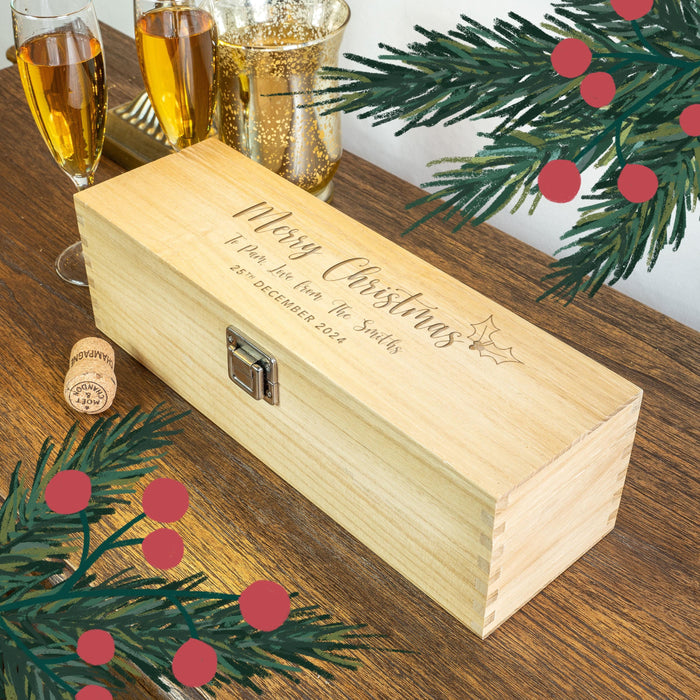 Christmas Champagne Wooden Gift Box | Engraved and Personalised